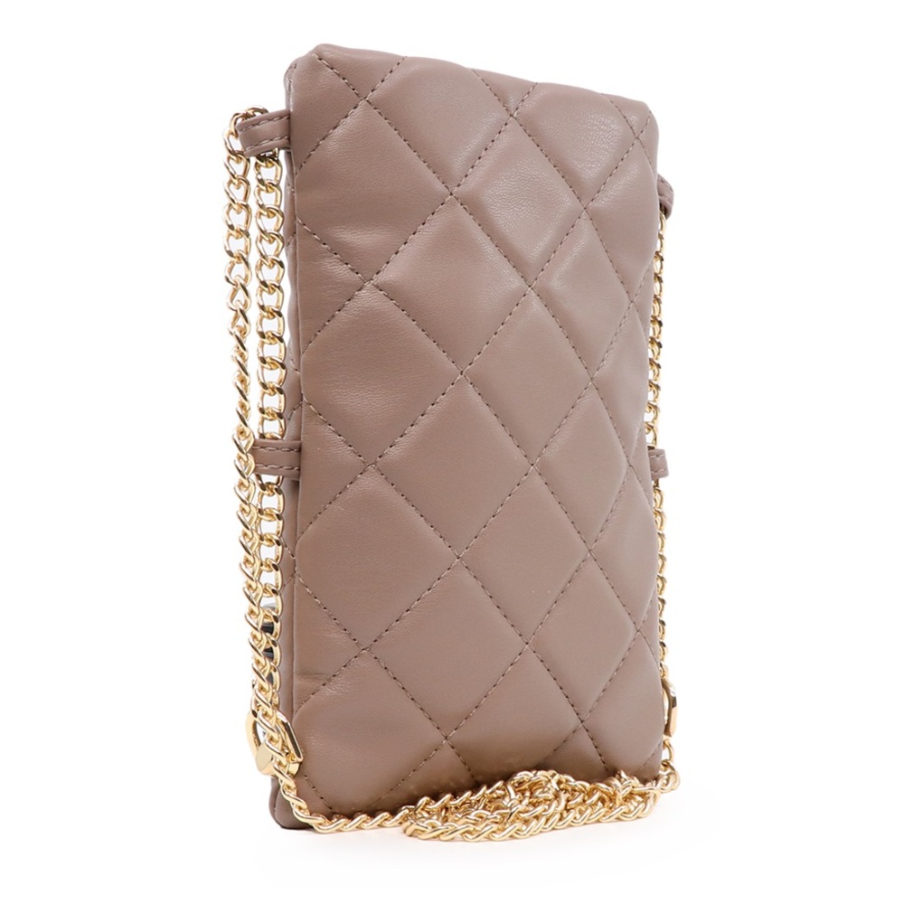 Valentino Taupe Crossbody Quilted Phone Bag with Gold Chain Strap - Like New - Picture 2 of 7